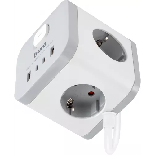 Сетевой удлинитель Buro BU-PC3.1UС-W 1.5м (3 розетки) белый (коробка)