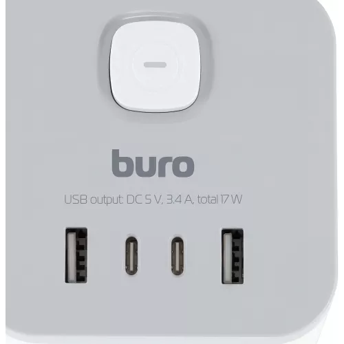 Сетевой удлинитель Buro BU-PC3.1UС-W 1.5м (3 розетки) белый (коробка)