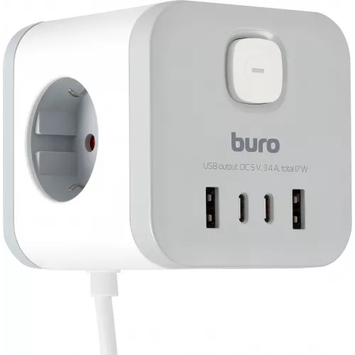 Сетевой удлинитель Buro BU-PC3.1UС-W 1.5м (3 розетки) белый (коробка)