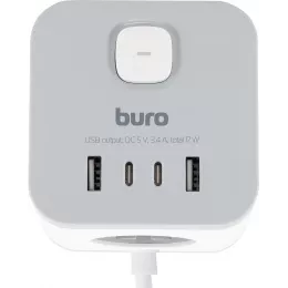 Сетевой удлинитель Buro BU-PC3.1UС-W 1.5м (3 розетки) белый (коробка)