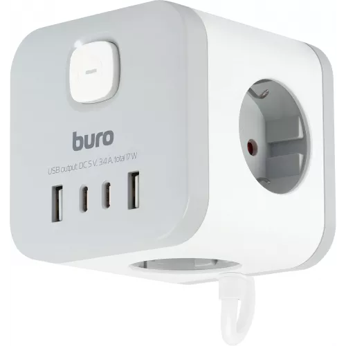 Сетевой удлинитель Buro BU-PC3.1UС-W 1.5м (3 розетки) белый (коробка)