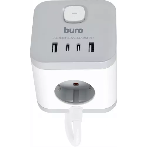 Сетевой удлинитель Buro BU-PC3.1UС-W 1.5м (3 розетки) белый (коробка)