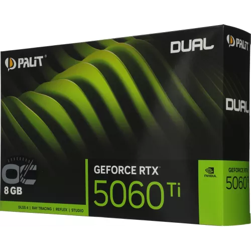 Видеокарта Palit PCI-E 5.0 PA-RTX5060Ti DUAL OC NVIDIA GeForce RTX 5060TI 8Gb 128bit GDDR7 2407/28000 HDMIx1 DPx3 HDCP Ret