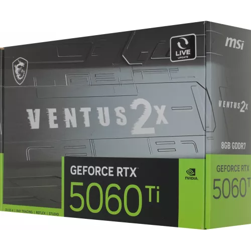 Видеокарта MSI PCI-E 5.0 RTX 5060 TI 8G VENTUS 2X PLUS NVIDIA GeForce RTX 5060TI 8Gb 128bit GDDR7 2572/28000 HDMIx1 DPx3 HDCP Ret