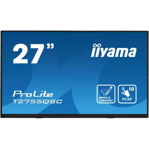 Монитор Iiyama 27" ProLite T2755QSC-B1 черный IPS LED 16:9 HDMI M/M глянцевая 400cd 178гр/178гр 2560x1440 75Hz DP WQ HD 2K (1440p) USB Touch 5.8кг