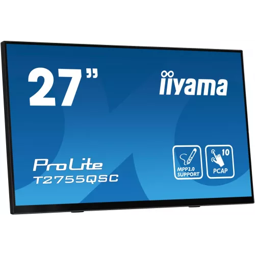 Монитор Iiyama 27" ProLite T2755QSC-B1 черный IPS LED 16:9 HDMI M/M глянцевая 400cd 178гр/178гр 2560x1440 75Hz DP WQ HD 2K (1440p) USB Touch 5.8кг