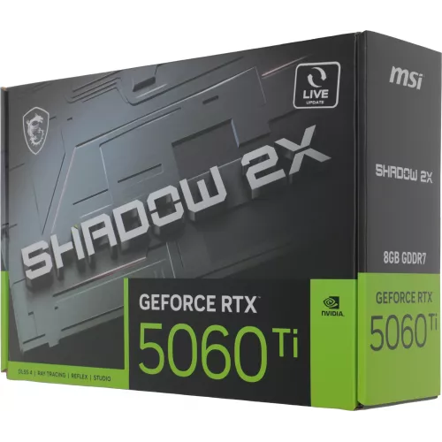 Видеокарта MSI PCI-E 5.0 RTX 5060 TI 8G SHADOW 2X PLUS NVIDIA GeForce RTX 5060TI 8Gb 128bit GDDR7 2572/28000 HDMIx1 DPx3 HDCP Ret