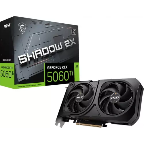 Видеокарта MSI PCI-E 5.0 RTX 5060 TI 8G SHADOW 2X PLUS NVIDIA GeForce RTX 5060TI 8Gb 128bit GDDR7 2572/28000 HDMIx1 DPx3 HDCP Ret