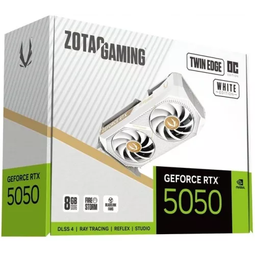 Видеокарта Zotac PCI-E 5.0 RTX 5050 TWIN EDGE OC WHITE ED 8GB NVIDIA GeForce RTX 5050 8Gb 128bit GDDR6 2602/20000 HDMIx1 DPx3 HDCP Ret
