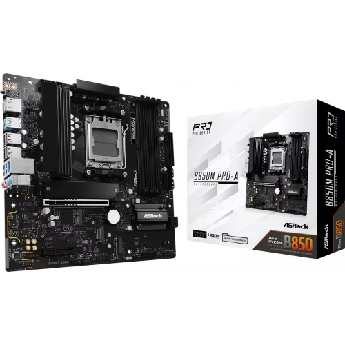 Материнская плата Asrock B850M PRO-A Socket AM5 AMD B850 4xDDR5 mATX AC`97 8ch(7.1) 2.5Gg RAID+HDMI+DP
