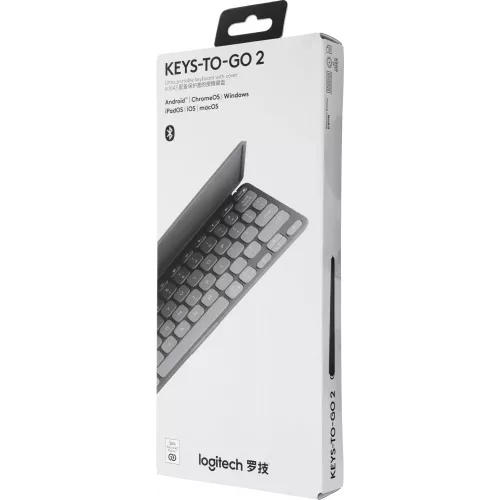 Клавиатура Logitech Keys-To-Go 2 графитовый/черный беспроводная BT slim Multimedia для ноутбука (920-012999)