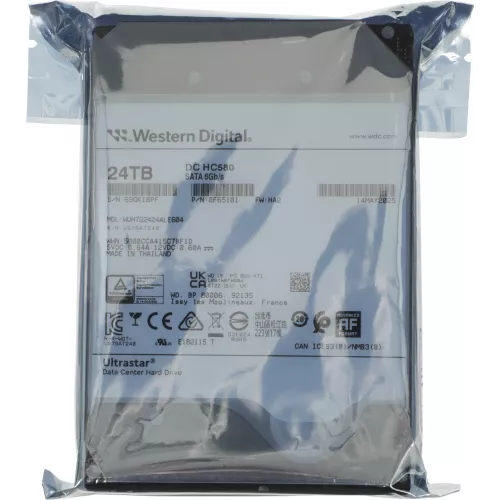 Жесткий диск WD SATA-III 24TB 0F65101/0F62821/0F62819 WUH722424ALE604 Server Ultrastar DC HC580 (7200rpm) 512Mb 3.5"