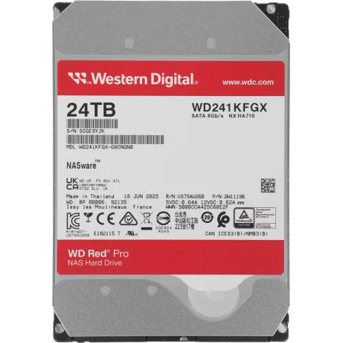 Жесткий диск WD SATA-III 24TB WD241KFGX NAS Red Pro (7200rpm) 512Mb 3.5"