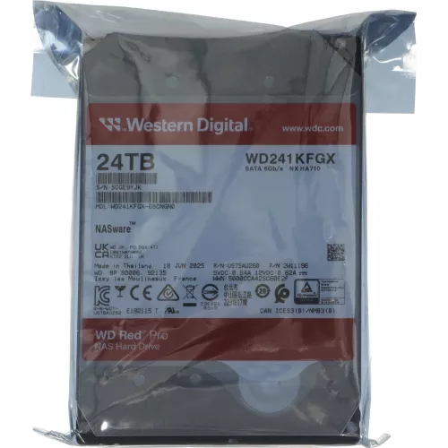 Жесткий диск WD SATA-III 24TB WD241KFGX NAS Red Pro (7200rpm) 512Mb 3.5"