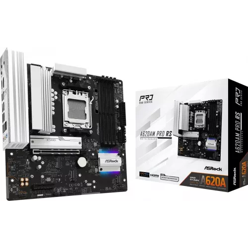 Материнская плата Asrock A620AM Pro RS Socket AM5 AMD A620A 4xDDR5 mATX AC`97 8ch(7.1) 2.5Gg RAID+HDMI+DP