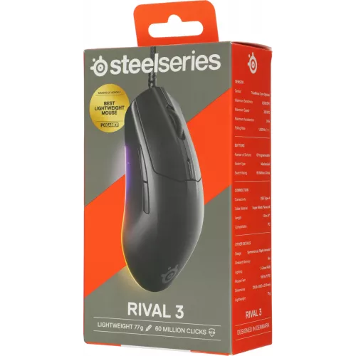 Мышь Steelseries Rival 3 Gen 2 черный оптическая 8500dpi USB 5but (62515)