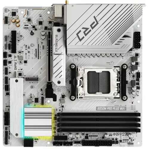 Материнская плата Asrock B850M Pro Plus WiFi Socket AM5 AMD B850 4xDDR5 mATX AC`97 8ch(7.1) 2.5Gg RAID+HDMI+DP