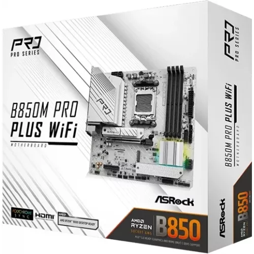 Материнская плата Asrock B850M Pro Plus WiFi Socket AM5 AMD B850 4xDDR5 mATX AC`97 8ch(7.1) 2.5Gg RAID+HDMI+DP