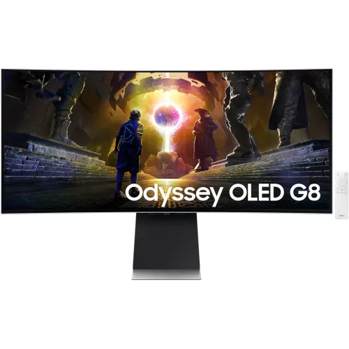 Монитор Samsung 34" Odyssey OLED G8 S34DG852SMXUE серебристый OLED LED 21:9 M/M полуматовая HAS 250cd 178гр/178гр 3440x1440 175Hz DP UW USB 7.5кг