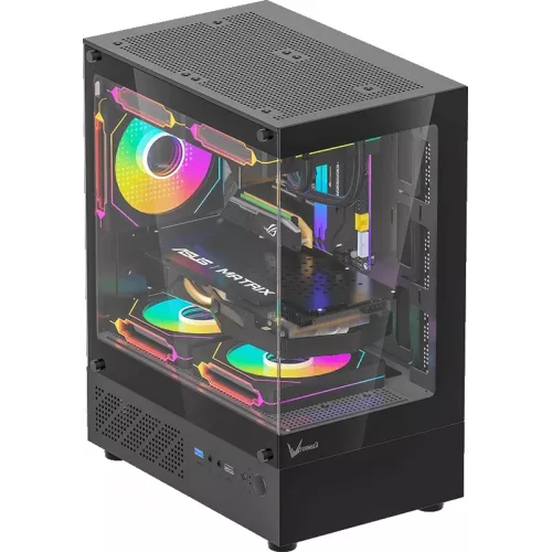 Корпус Formula Crystal Z1CM Plus AR черный без БП mATX 2x120mm 1xUSB3.0 audio bott PSU