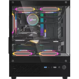 Корпус Formula Crystal Z1CM Plus AR черный без БП mATX 2x120mm 1xUSB3.0 audio bott PSU