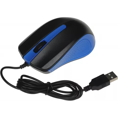 Мышь Оклик 225M черный/синий оптическая 1200dpi USB 3but (288233)