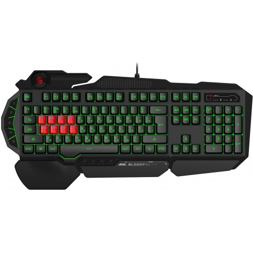 Клавиатура A4Tech B318 черный USB Multimedia for gamer LED (подставка для запястий) кабель 1.8м