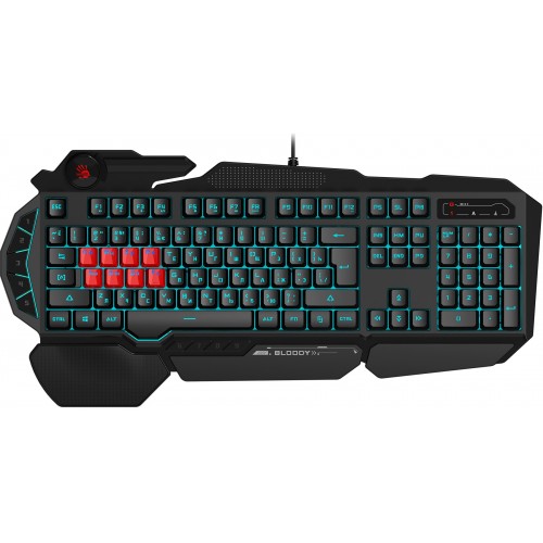 Клавиатура A4Tech B318 черный USB Multimedia for gamer LED (подставка для запястий) кабель 1.8м