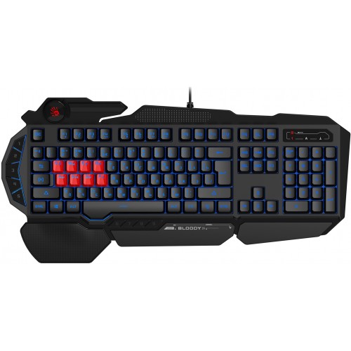 Клавиатура A4Tech B318 черный USB Multimedia for gamer LED (подставка для запястий) кабель 1.8м
