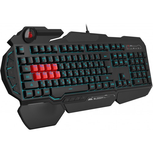 Клавиатура A4Tech B318 черный USB Multimedia for gamer LED (подставка для запястий) кабель 1.8м