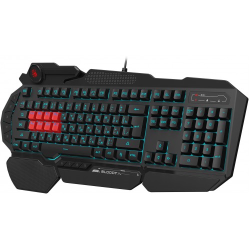 Клавиатура A4Tech B318 черный USB Multimedia for gamer LED (подставка для запястий) кабель 1.8м