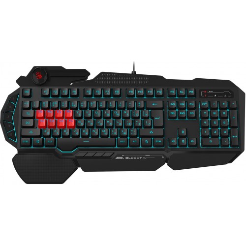 Клавиатура A4Tech B318 черный USB Multimedia for gamer LED (подставка для запястий) кабель 1.8м