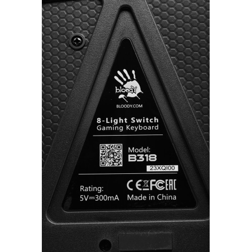 Клавиатура A4Tech B318 черный USB Multimedia for gamer LED (подставка для запястий) кабель 1.8м
