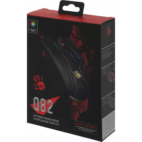 Мышь A4Tech Bloody Q82 черный/рисунок оптическая 6200dpi USB 8but