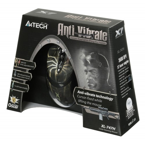 Мышь A4Tech Oscar Editor XL-747H коричневый/рисунок лазерная 3600dpi USB 6but (XL-747H (BROWN SPIDER))