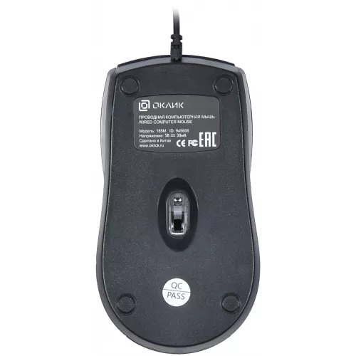 Мышь Оклик 185M черный оптическая 1200dpi USB для ноутбука 3but (945606)