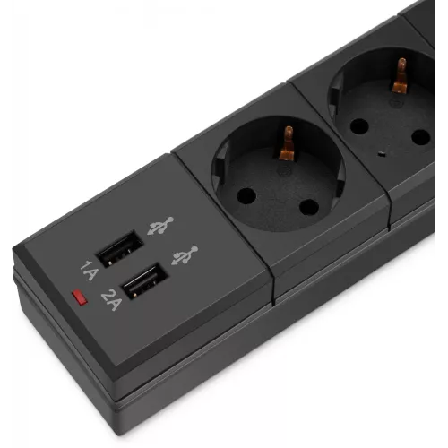 Сетевой фильтр Buro BU-SP1.8_USB_2A-B 1.8м (6 розеток) черный (коробка)
