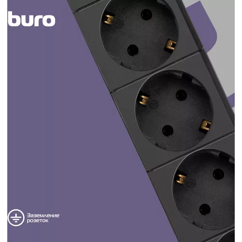 Сетевой фильтр Buro BU-SP1.8_USB_2A-B 1.8м (6 розеток) черный (коробка)