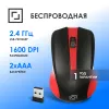 Мышь Оклик 485MW черный/красный оптическая 1600dpi беспров. USB для ноутбука 3but (997828)
