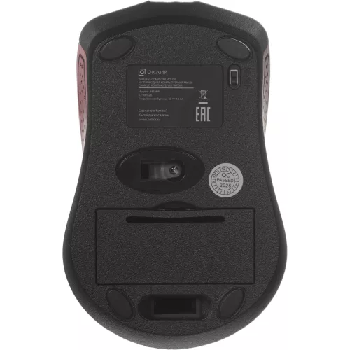 Мышь Оклик 485MW черный/красный оптическая 1600dpi беспров. USB для ноутбука 3but (997828)