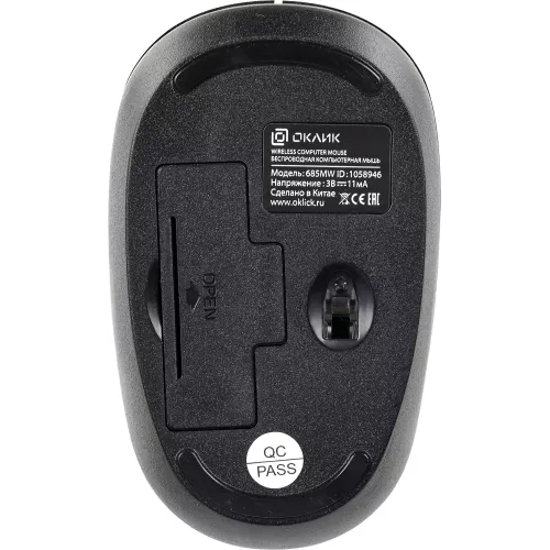 Мышь Оклик 685MW черный оптическая 1200dpi беспров. USB для ноутбука 3but (1058946)