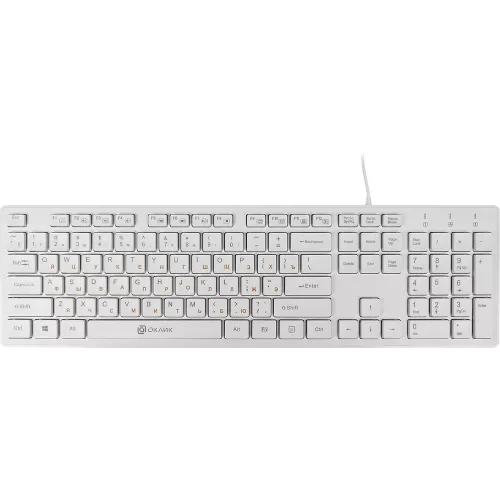 Клавиатура Оклик 500M белый USB slim Multimedia (1061586) кабель 1.5м