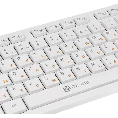 Клавиатура Оклик 500M белый USB slim Multimedia (1061586) кабель 1.5м