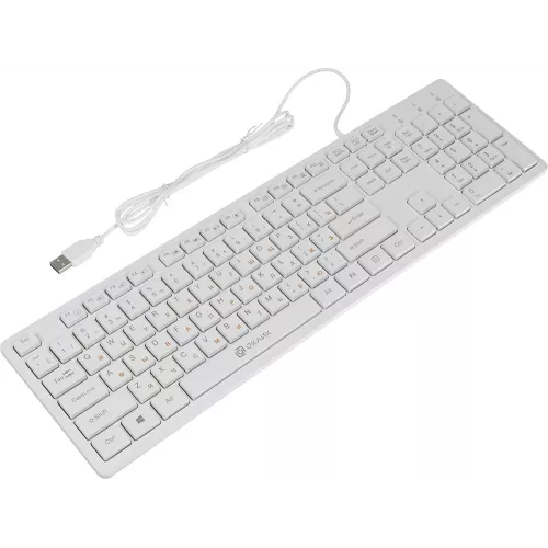 Клавиатура Оклик 500M белый USB slim Multimedia (1061586) кабель 1.5м