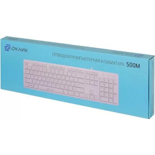 Клавиатура Оклик 500M белый USB slim Multimedia (1061586) кабель 1.5м