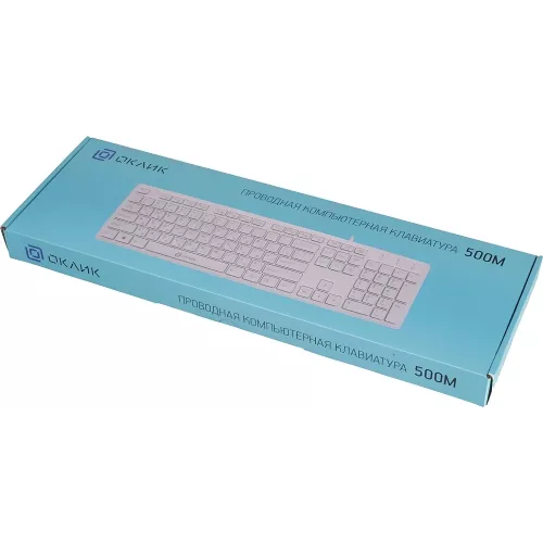 Клавиатура Оклик 500M белый USB slim Multimedia (1061586) кабель 1.5м