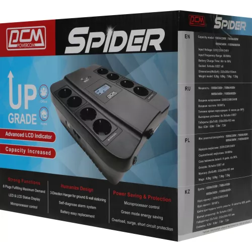 Источник бесперебойного питания Powercom Spider SPD-750U LCD 450Вт 750ВА черный