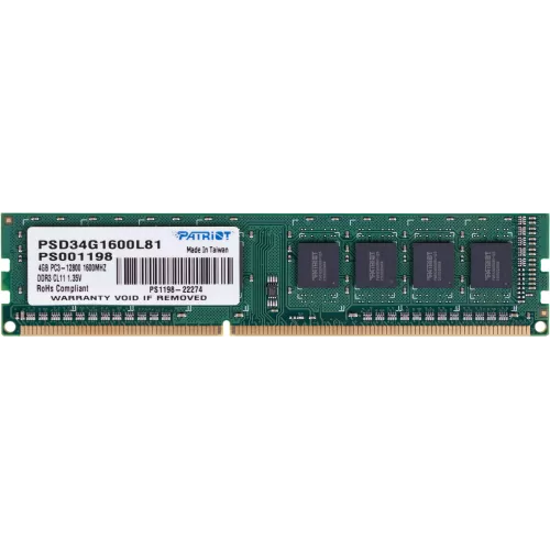 Память DDR3L 4Gb 1600MHz Patriot PSD34G1600L81 Signature RTL PC3-12800 CL11 DIMM 240-pin 1.35В single rank Ret