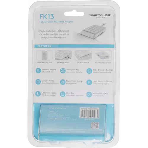 Числовой блок A4Tech FK13 серый USB slim для ноутбука (FK13 USB ( GREY)) кабель 0.7м