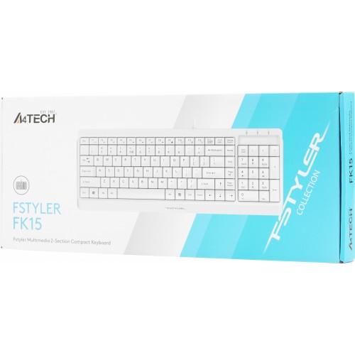 Клавиатура A4Tech FK15 белый USB (FK15 WHITE) кабель 1.5м